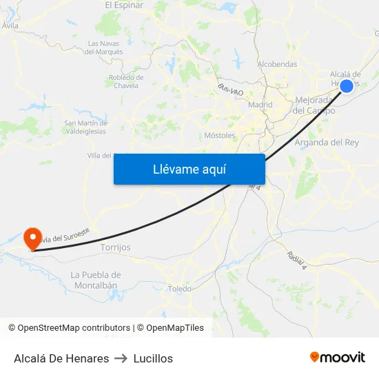 Alcalá De Henares to Lucillos map