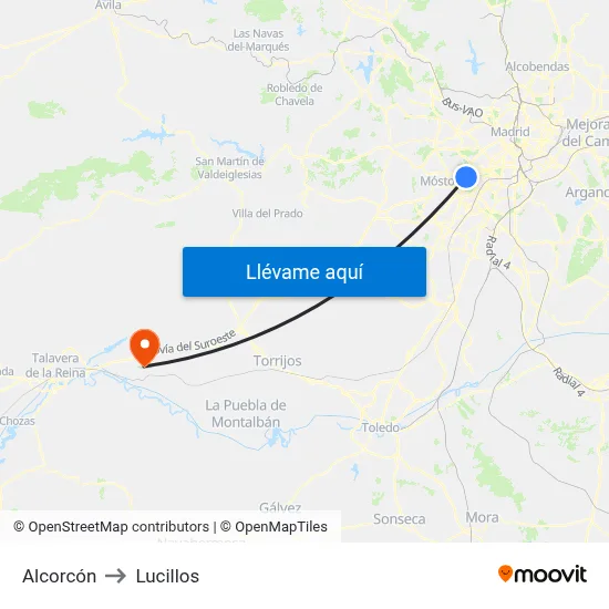 Alcorcón to Lucillos map