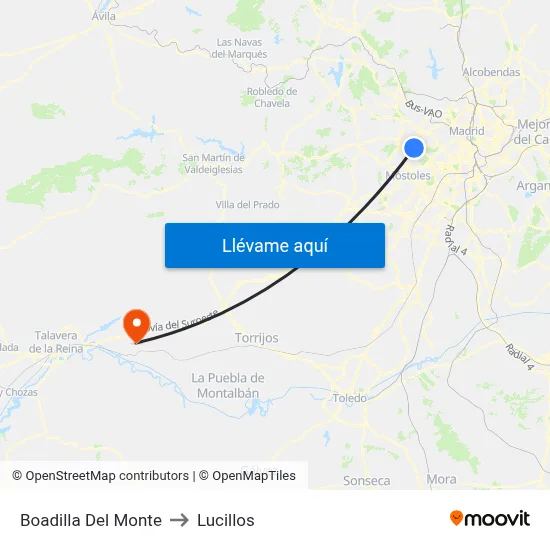 Boadilla Del Monte to Lucillos map