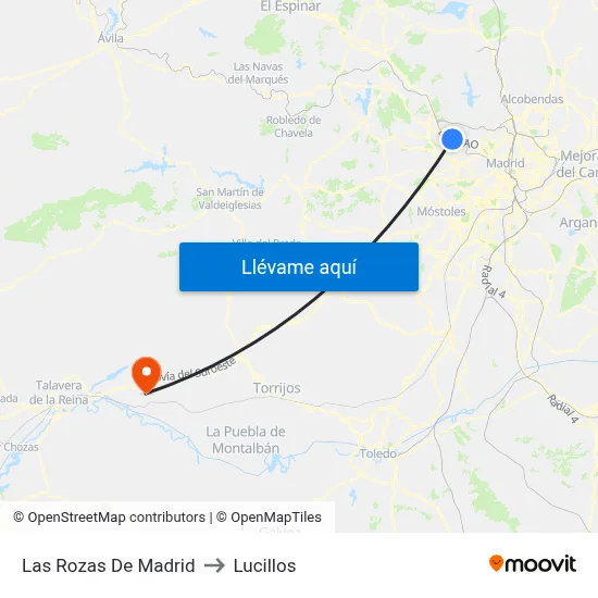 Las Rozas De Madrid to Lucillos map