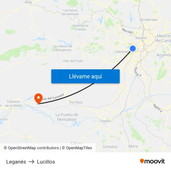 Leganés to Lucillos map