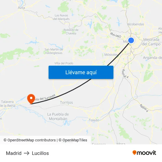 Madrid to Lucillos map