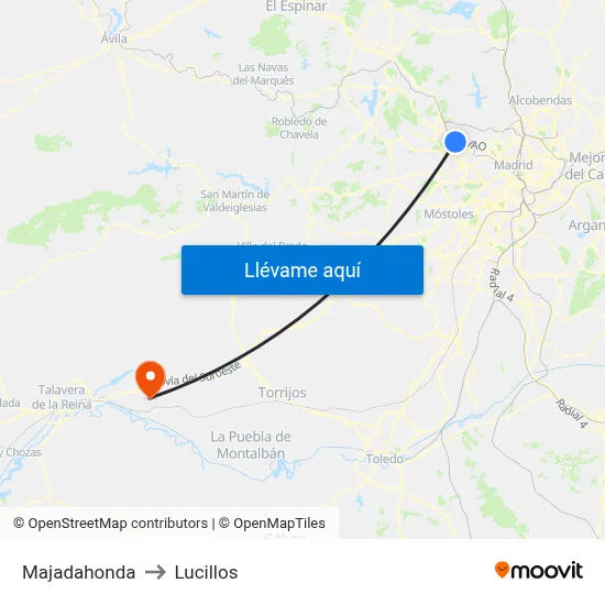 Majadahonda to Lucillos map