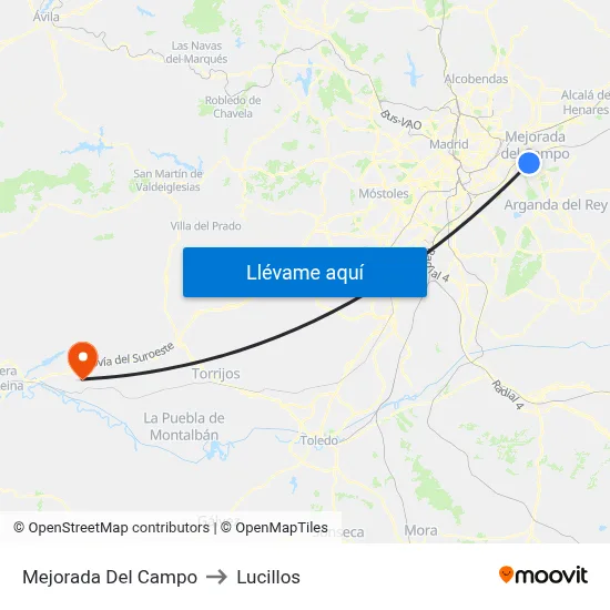 Mejorada Del Campo to Lucillos map