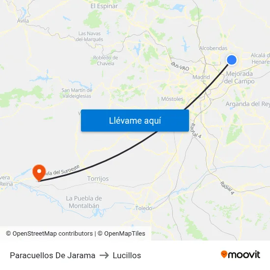 Paracuellos De Jarama to Lucillos map