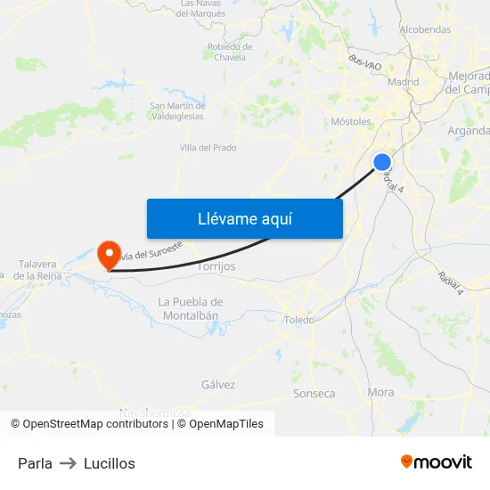Parla to Lucillos map
