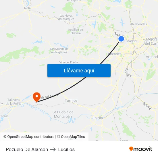 Pozuelo De Alarcón to Lucillos map