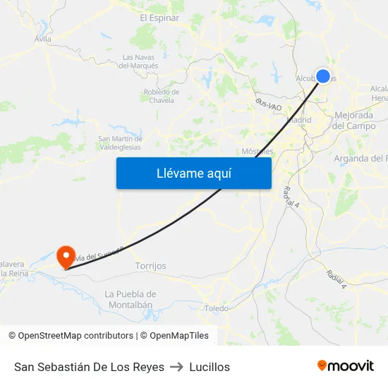 San Sebastián De Los Reyes to Lucillos map