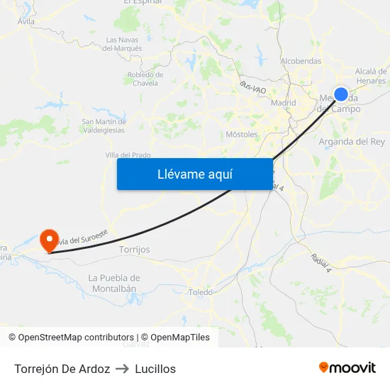 Torrejón De Ardoz to Lucillos map