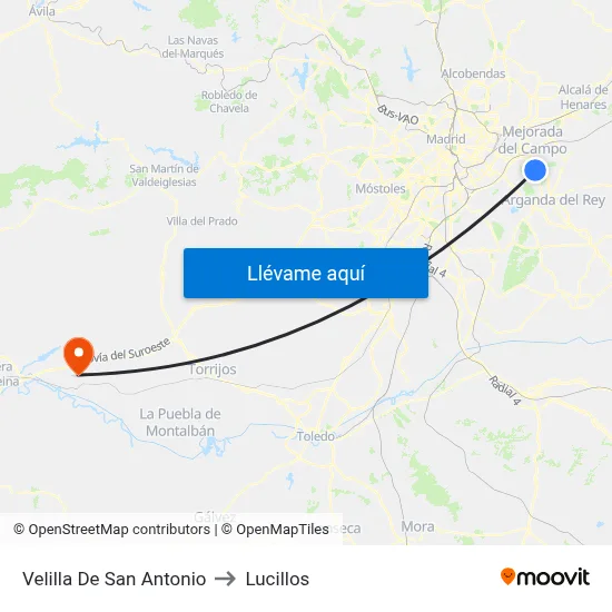 Velilla De San Antonio to Lucillos map