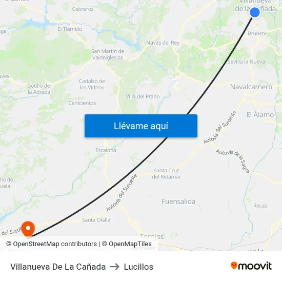 Villanueva De La Cañada to Lucillos map