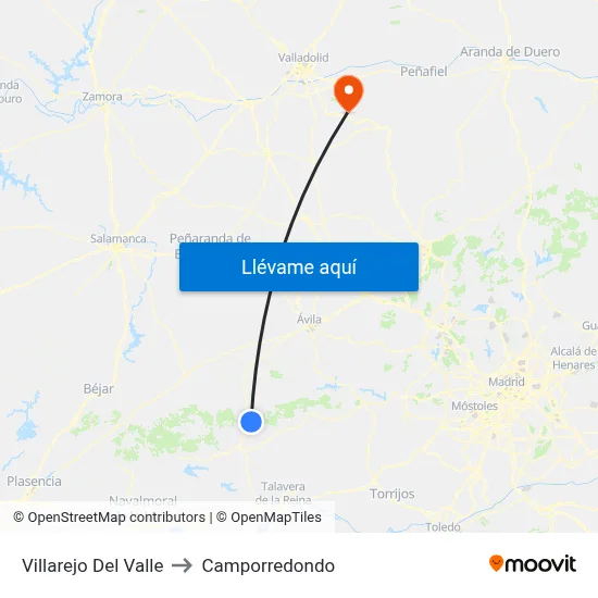 Villarejo Del Valle to Camporredondo map