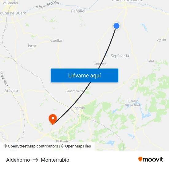 Aldehorno to Monterrubio map