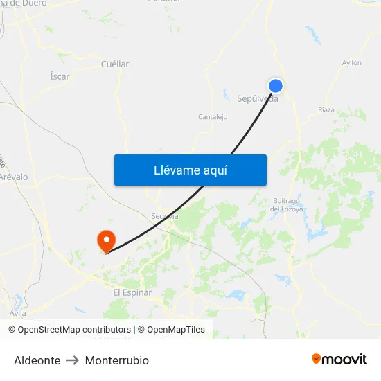 Aldeonte to Monterrubio map
