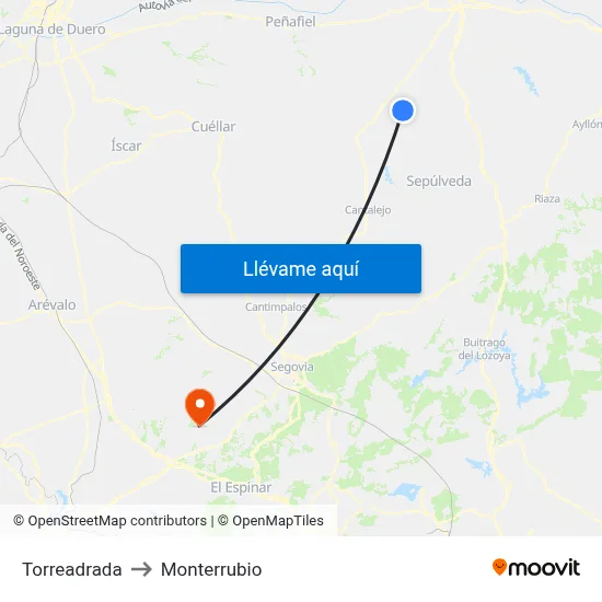 Torreadrada to Monterrubio map