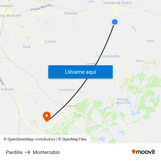 Pardilla to Monterrubio map