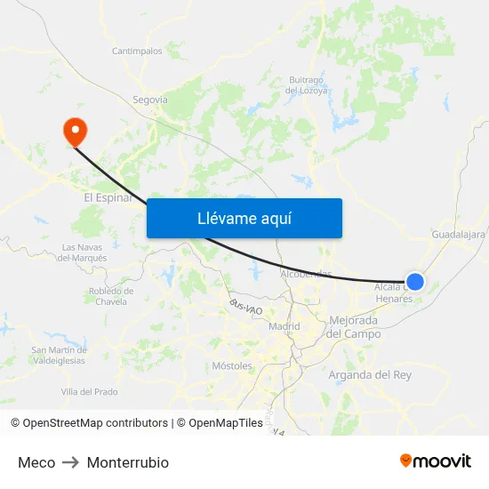 Meco to Monterrubio map