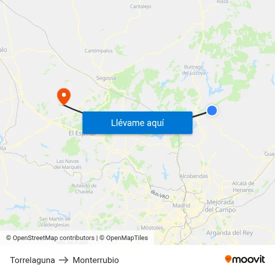 Torrelaguna to Monterrubio map
