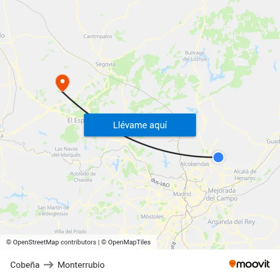 Cobeña to Monterrubio map