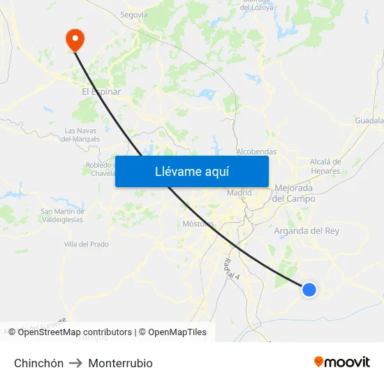Chinchón to Monterrubio map
