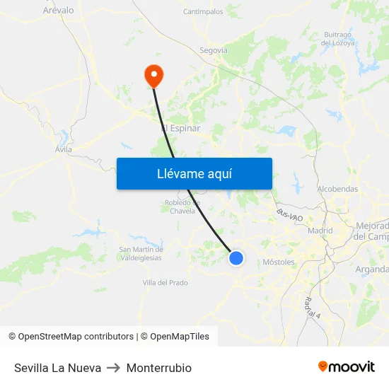 Sevilla La Nueva to Monterrubio map