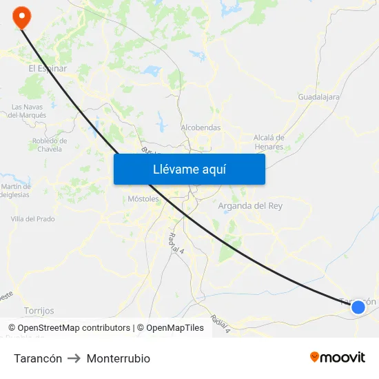 Tarancón to Monterrubio map