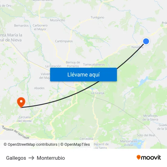 Gallegos to Monterrubio map