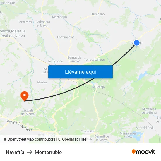 Navafría to Monterrubio map