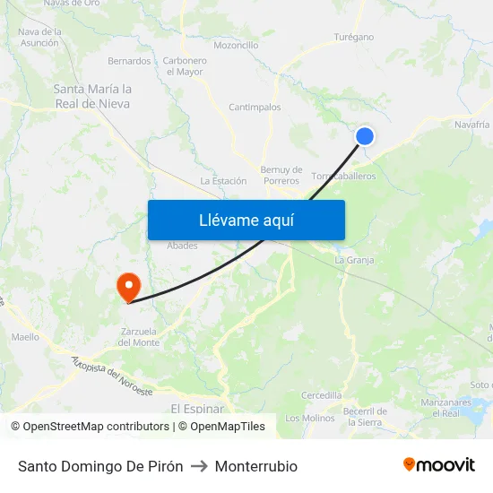 Santo Domingo De Pirón to Monterrubio map