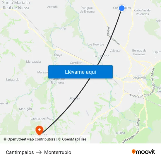 Cantimpalos to Monterrubio map