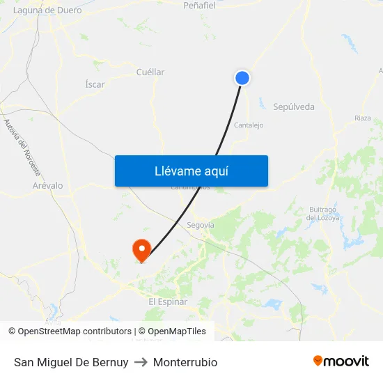 San Miguel De Bernuy to Monterrubio map