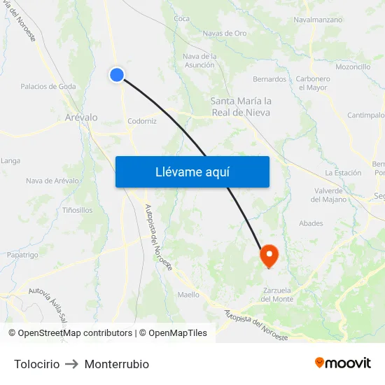 Tolocirio to Monterrubio map
