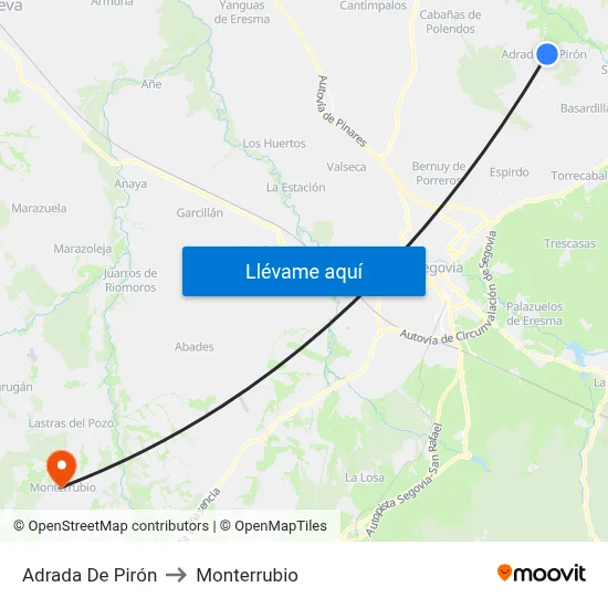 Adrada De Pirón to Monterrubio map