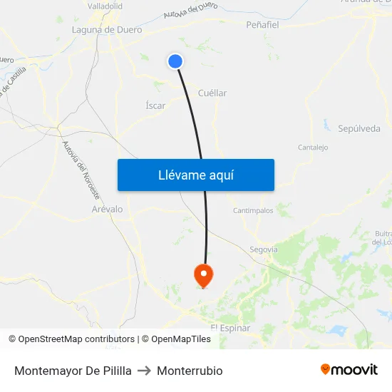 Montemayor De Pililla to Monterrubio map