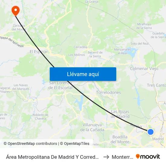 Área Metropolitana De Madrid Y Corredor Del Henares to Monterrubio map