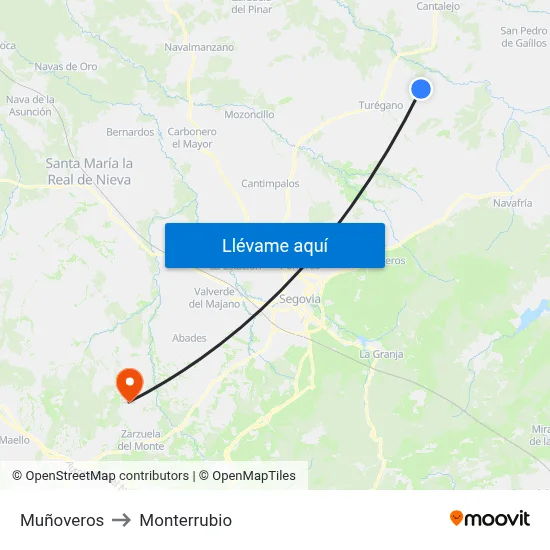 Muñoveros to Monterrubio map