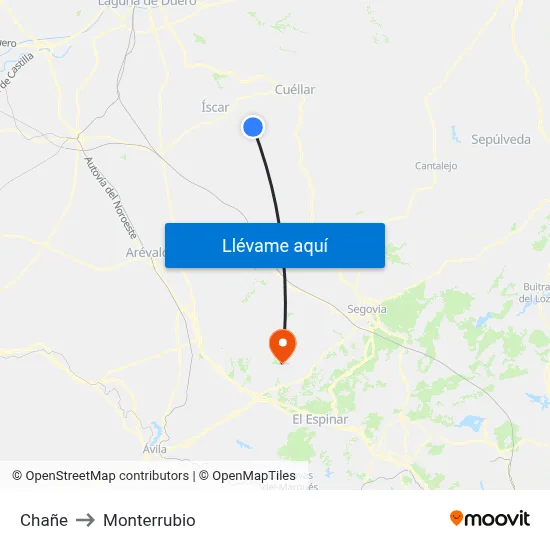 Chañe to Monterrubio map