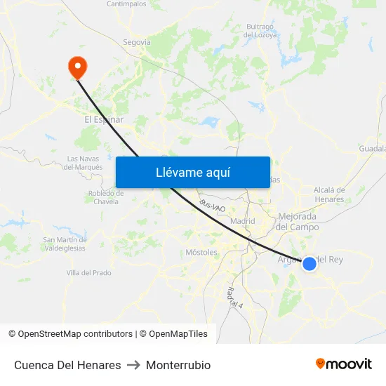 Cuenca Del Henares to Monterrubio map