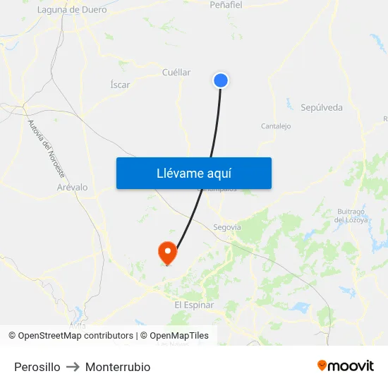 Perosillo to Monterrubio map