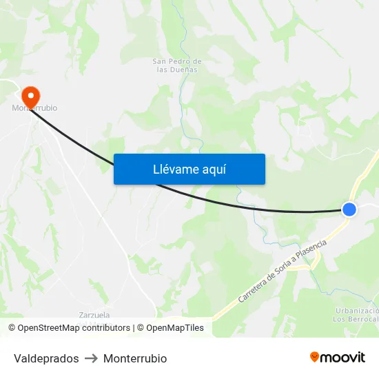 Valdeprados to Monterrubio map