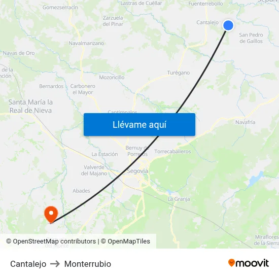 Cantalejo to Monterrubio map