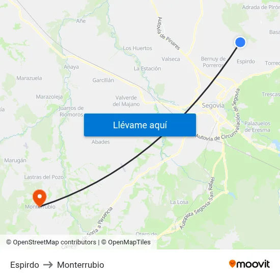 Espirdo to Monterrubio map