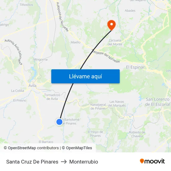 Santa Cruz De Pinares to Monterrubio map