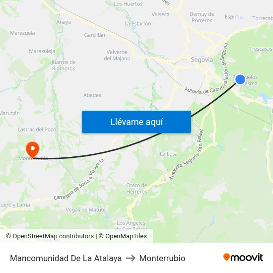 Mancomunidad De La Atalaya to Monterrubio map