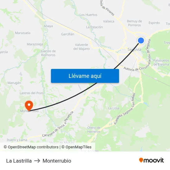 La Lastrilla to Monterrubio map
