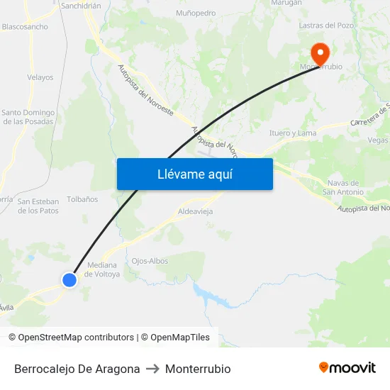 Berrocalejo De Aragona to Monterrubio map