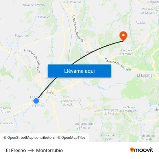 El Fresno to Monterrubio map