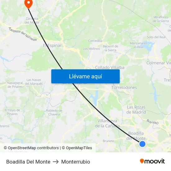 Boadilla Del Monte to Monterrubio map