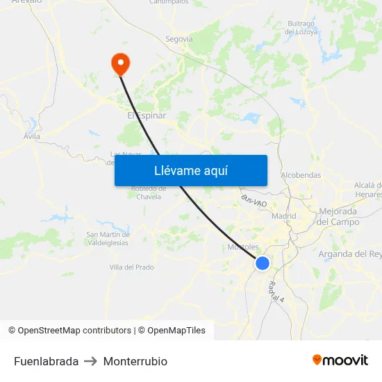 Fuenlabrada to Monterrubio map