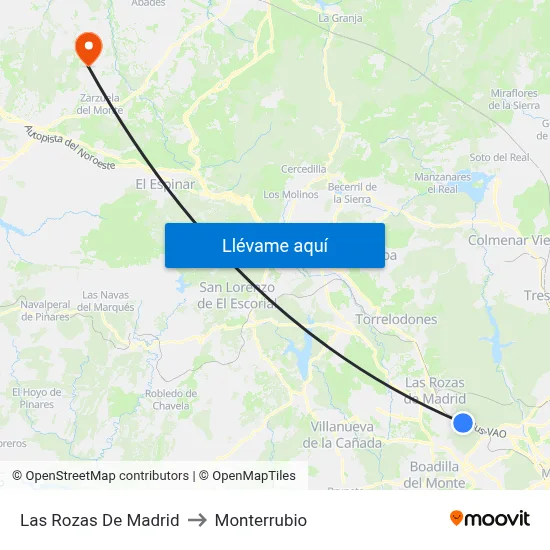 Las Rozas De Madrid to Monterrubio map